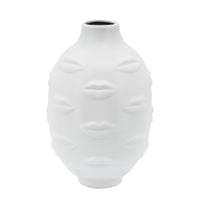 Vase de 6 po en céramique avec lèvres - blanc