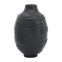 Vase de 10 po en céramique avec lèvres - noir
