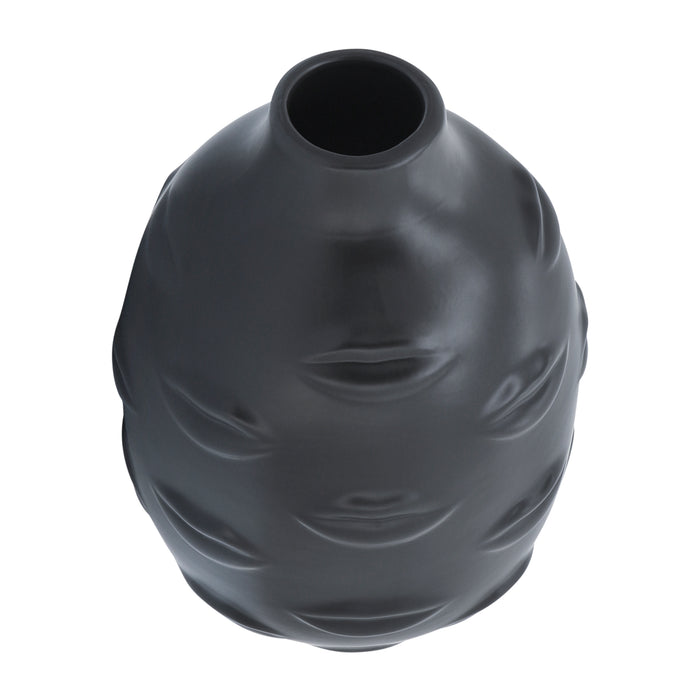 Vase de 10 po en céramique avec lèvres - noir