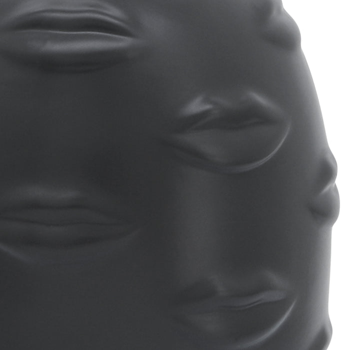 Vase de 10 po en céramique avec lèvres - noir