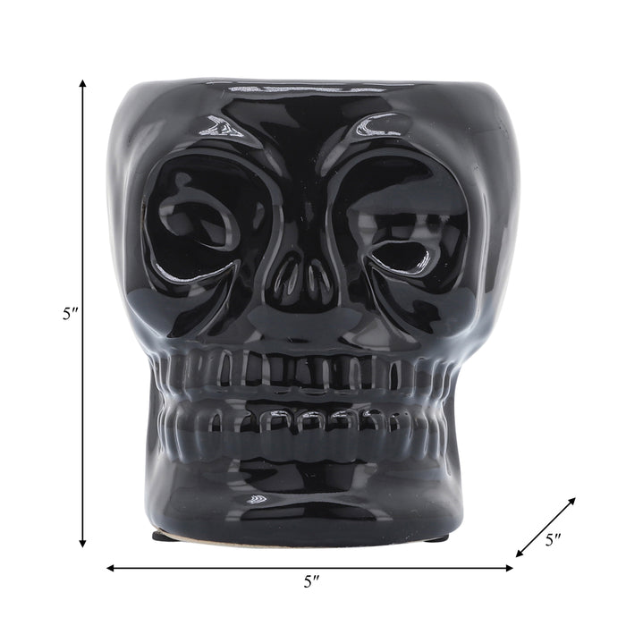 Vase crâne de 5 po en céramique - noir