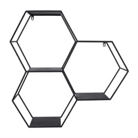  Étagère murale hexagonale de 26 po en fer métallique - noire