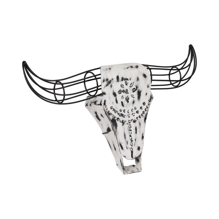 Décoration murale bison de 12 po en métal - noire et blanche