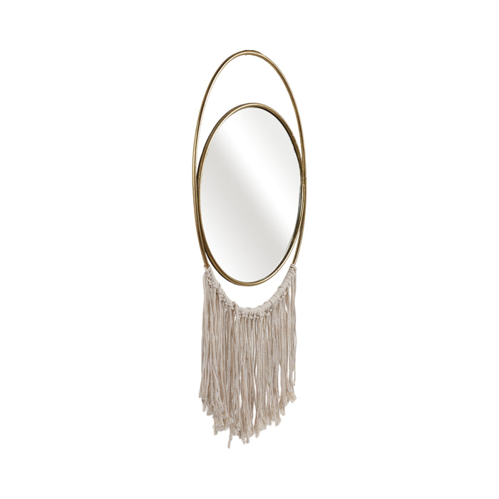 Décoration murale de 30 po en miroir et en métal - dorée et naturelle