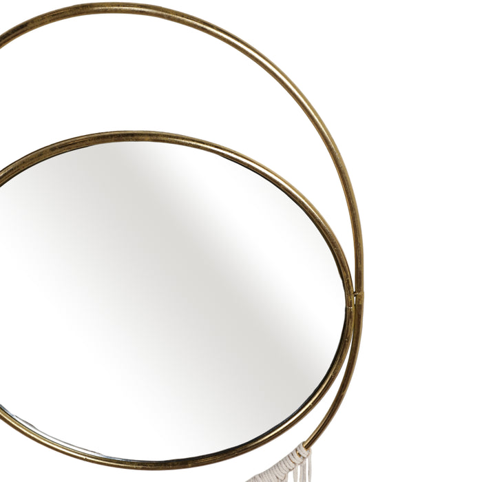Décoration murale de 30 po en miroir et en métal - dorée et naturelle