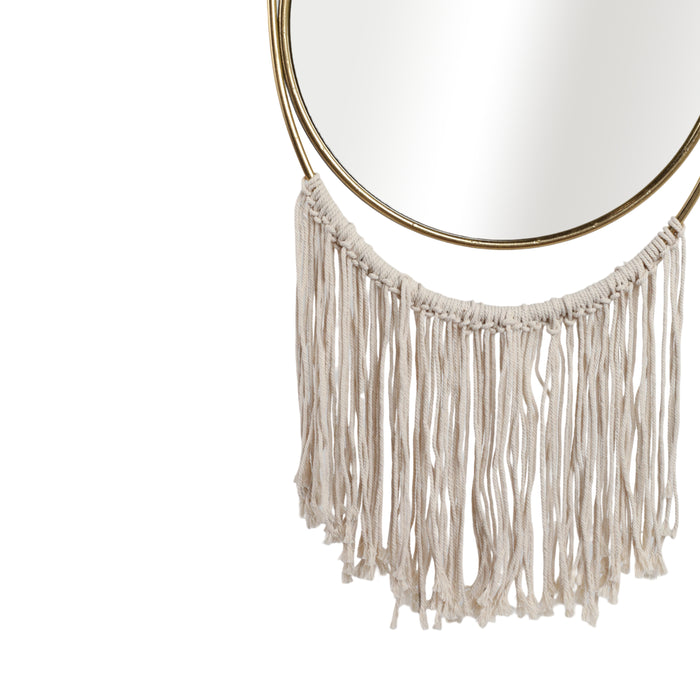 Décoration murale de 30 po en miroir et en métal - dorée et naturelle