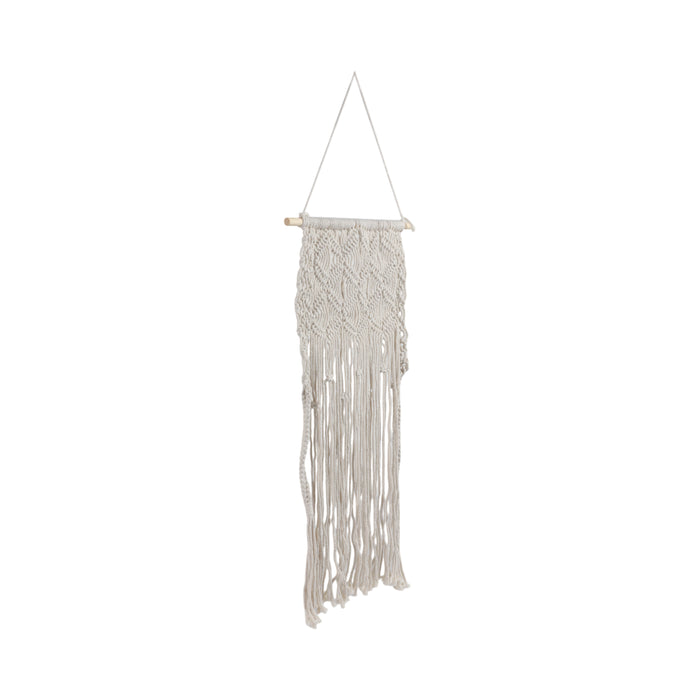Décoration murale de 18 po en macramé et en bois - ivoire
