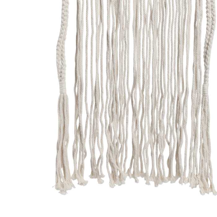 Décoration murale de 18 po en macramé et en bois - ivoire