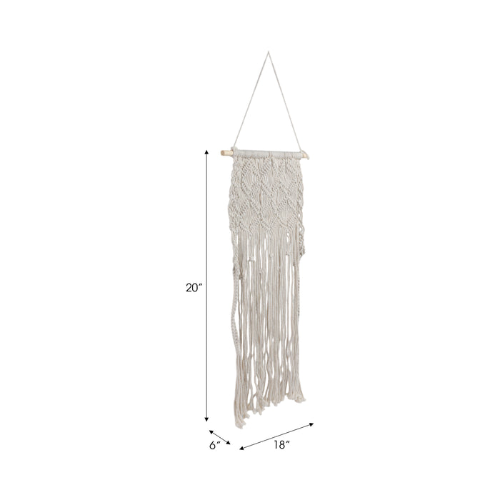 Décoration murale de 18 po en macramé et en bois - ivoire