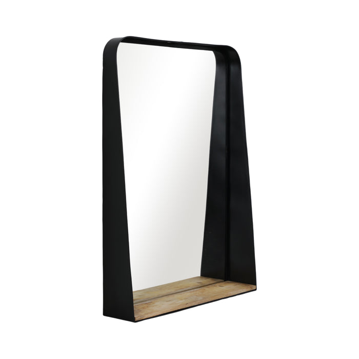 Miroir de 22 po x 30 po en métal avec tablette - noir et brun