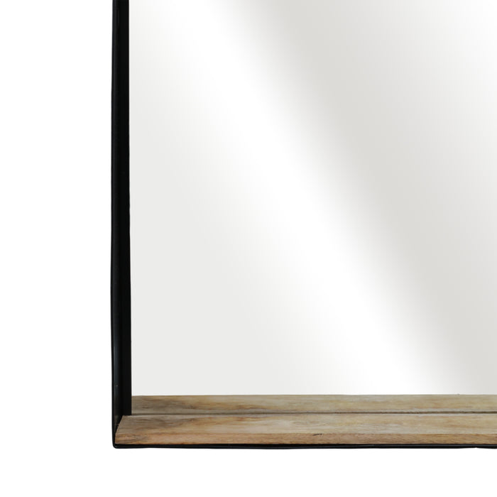 Miroir de 22 po x 30 po en métal avec tablette - noir et brun