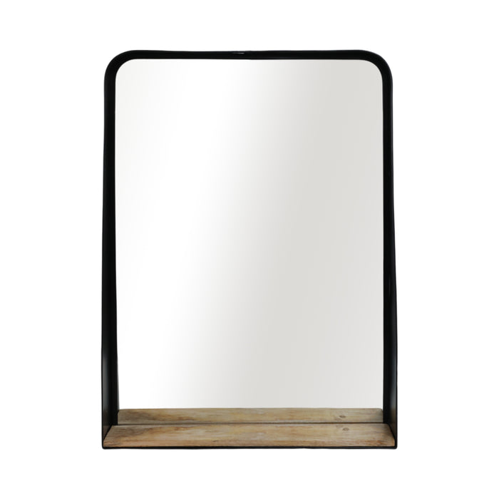 Miroir de 22 po x 30 po en métal avec tablette - noir et brun