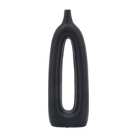 Vase de 14 po en céramique avec découpe - noir