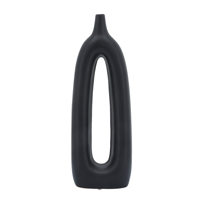 Vase de 14 po en céramique avec découpe - noir
