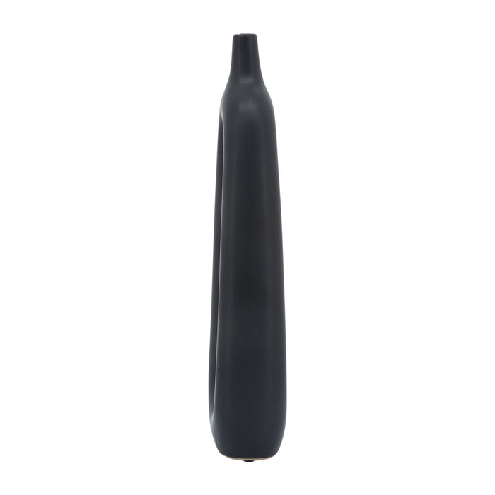 Vase de 14 po en céramique avec découpe - noir