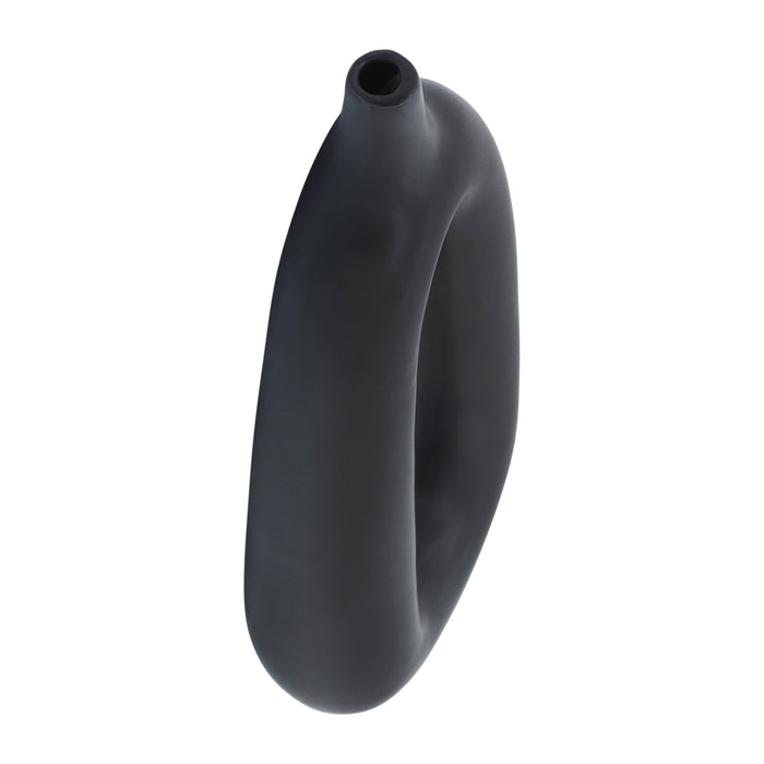 Vase de 14 po en céramique avec découpe - noir