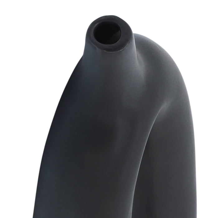 Vase de 14 po en céramique avec découpe - noir