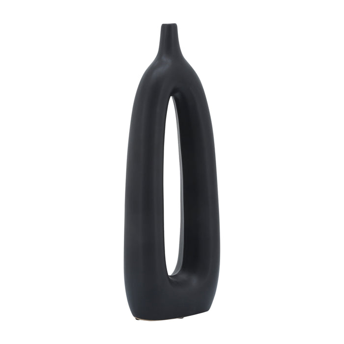 Vase de 14 po en céramique avec découpe - noir