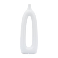Vase de 14 po en céramique avec découpe - blanc
