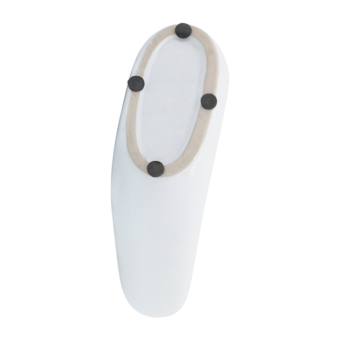 Vase de 14 po en céramique avec découpe - blanc