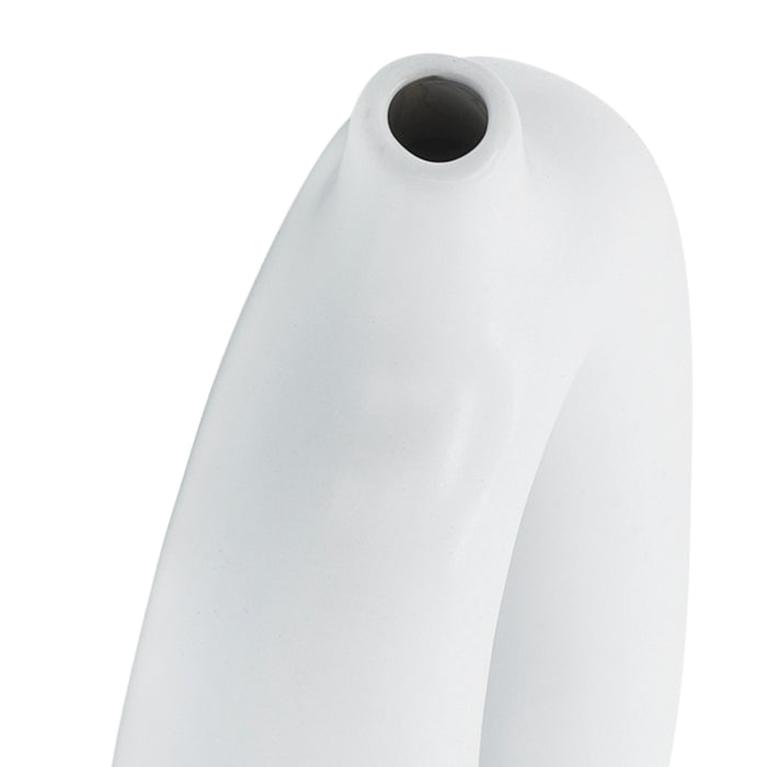Vase de 14 po en céramique avec découpe - blanc