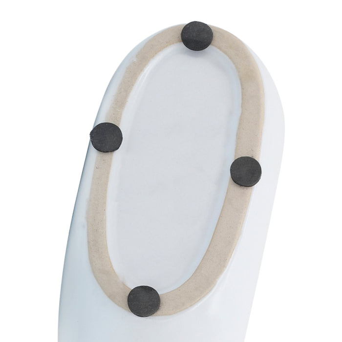 Vase de 14 po en céramique avec découpe - blanc