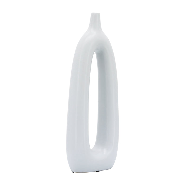 Vase de 14 po en céramique avec découpe - blanc