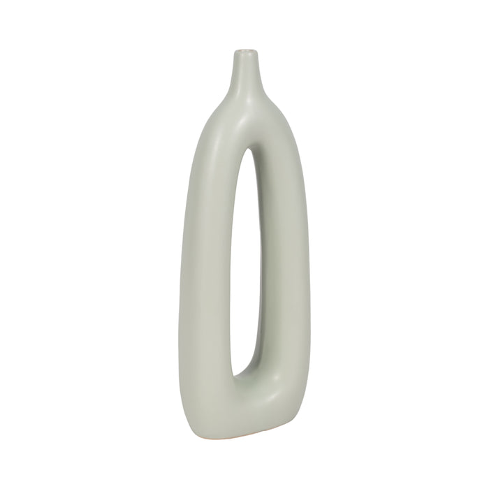 Vase de 14 po en céramique avec découpe - vert sauge
