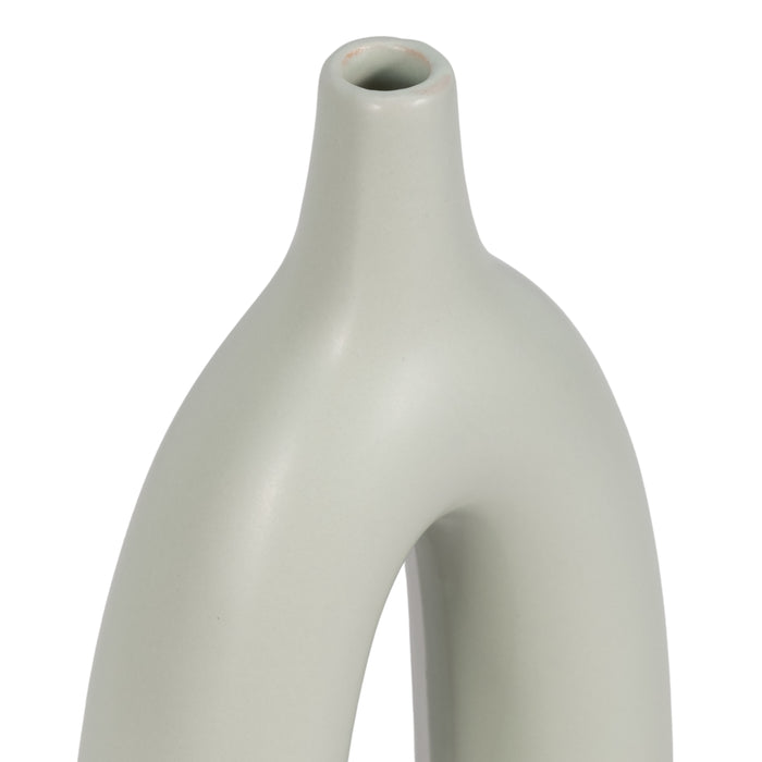 Vase de 14 po en céramique avec découpe - vert sauge