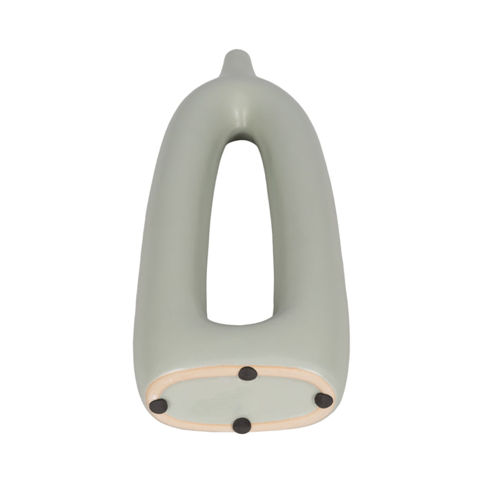 Vase de 14 po en céramique avec découpe - vert sauge