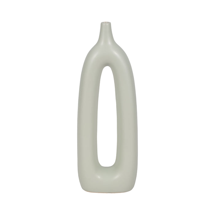 Vase de 14 po en céramique avec découpe - vert sauge