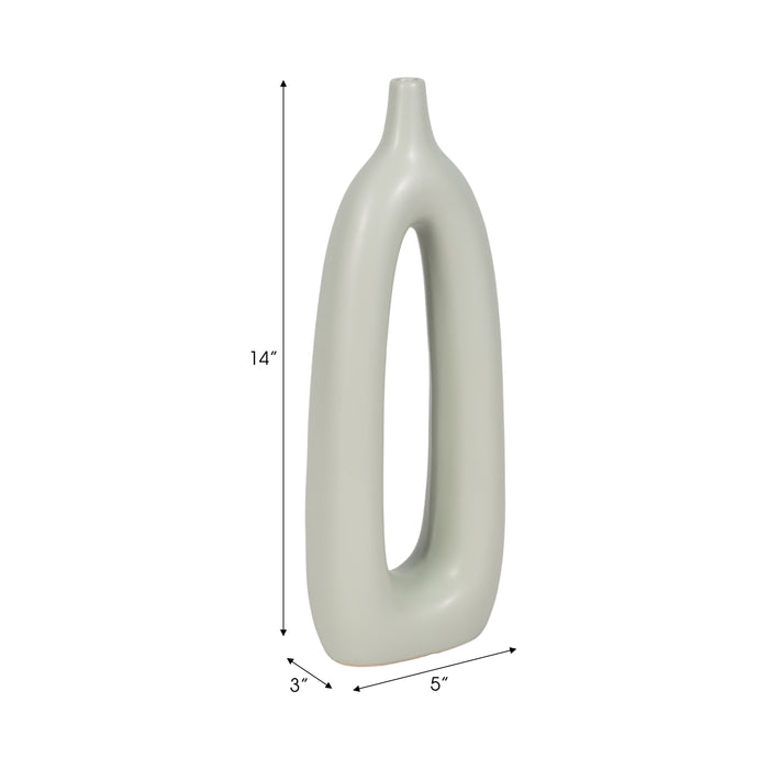 Vase de 14 po en céramique avec découpe - vert sauge