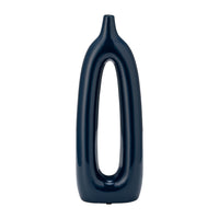 Vase de 14 po en céramique avec découpe - bleu