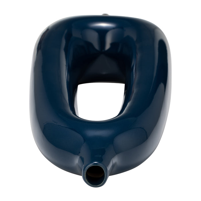 Vase de 14 po en céramique avec découpe - bleu