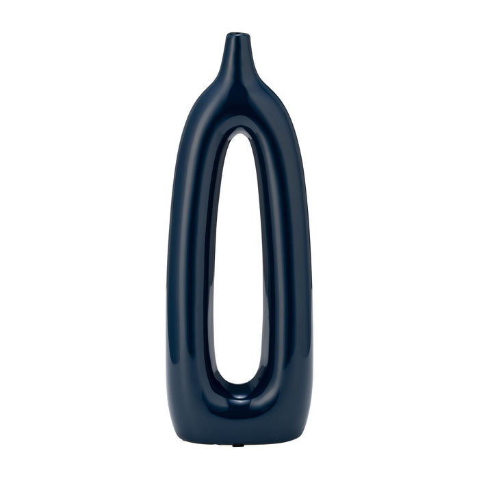 Vase de 14 po en céramique avec découpe - bleu