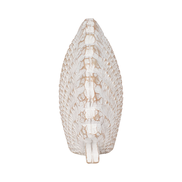 Décoration coquillage de 8 po avec motif tressé - blanche
