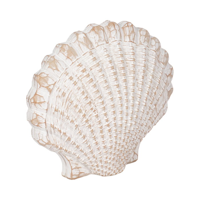 Décoration coquillage de 8 po avec motif tressé - blanche