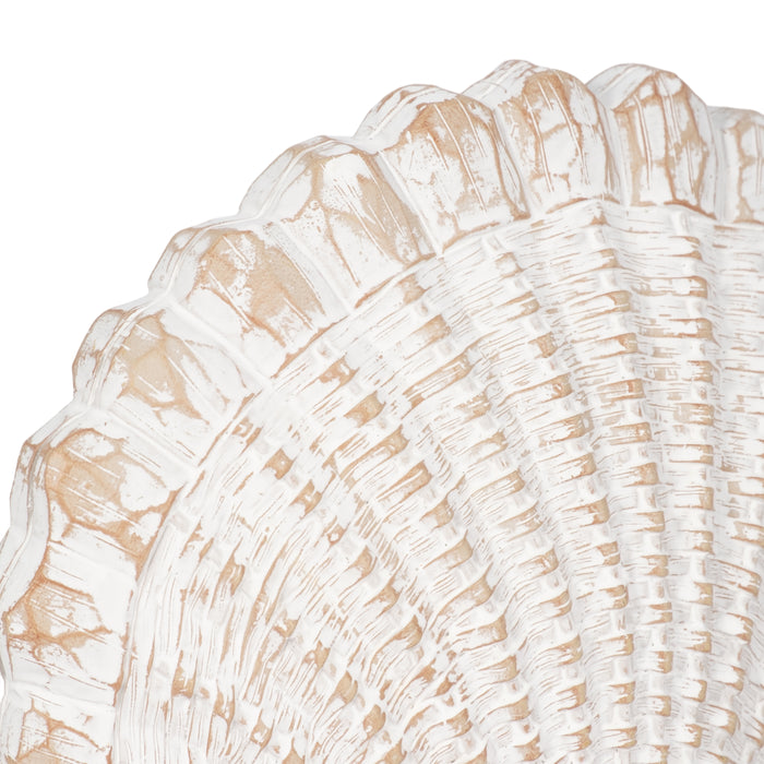 Décoration coquillage de 8 po avec motif tressé - blanche