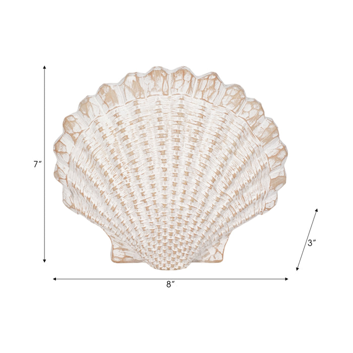 Décoration coquillage de 8 po avec motif tressé - blanche