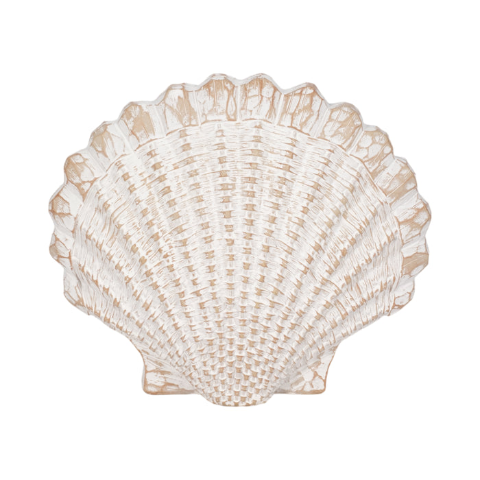 Décoration coquillage de 8 po avec motif tressé - blanche