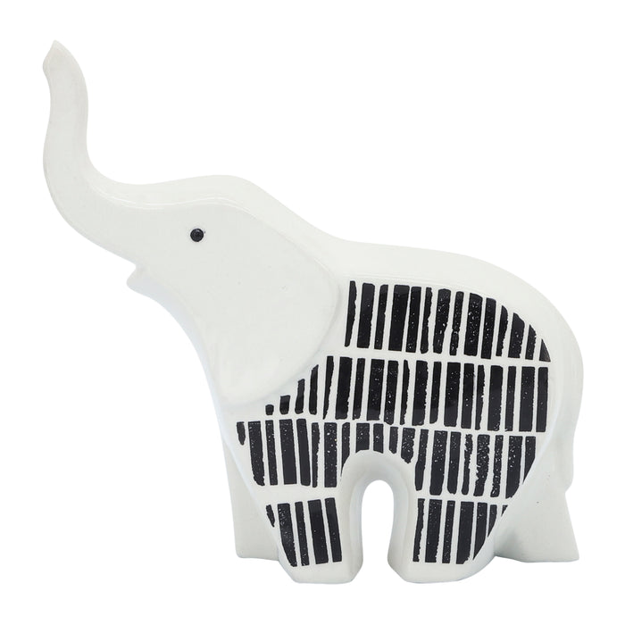 Décoration éléphant de 7 po en céramique - noire et blanche