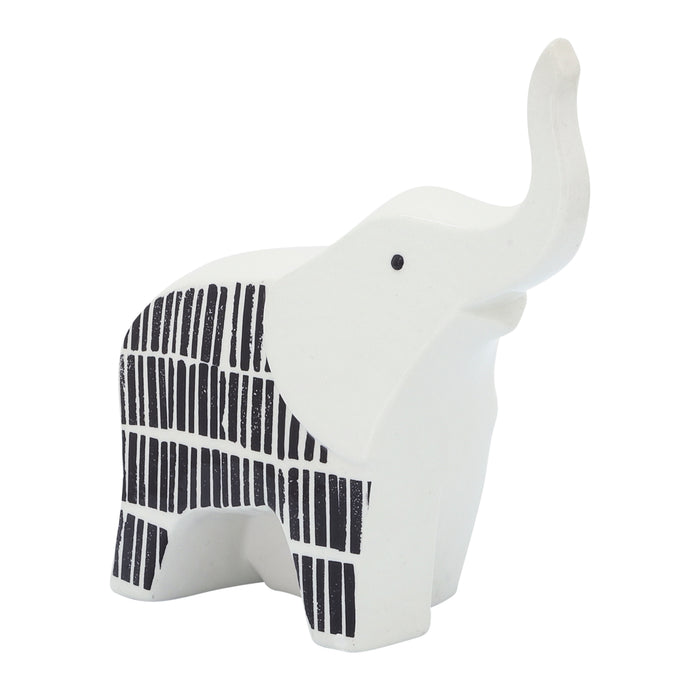 Décoration éléphant de 7 po en céramique - noire et blanche