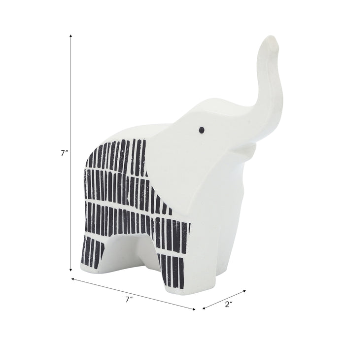 Décoration éléphant de 7 po en céramique - noire et blanche
