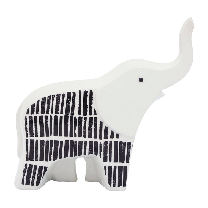 Décoration éléphant de 7 po en céramique - noire et blanche