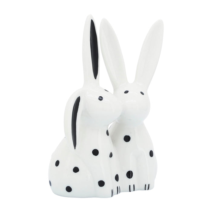 Lapins qui s’embrassent de 7 po en porcelaine