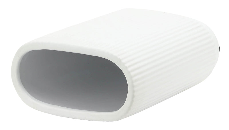 Vase strié en céramique blanche de 8 po