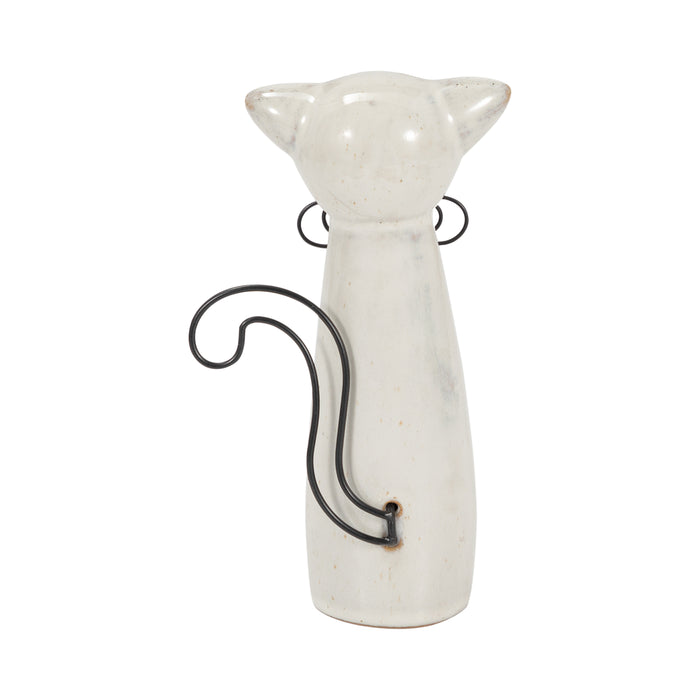 Chat de 7 po en céramique - beige