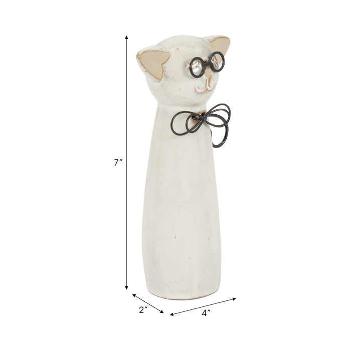 Chat de 7 po en céramique - beige