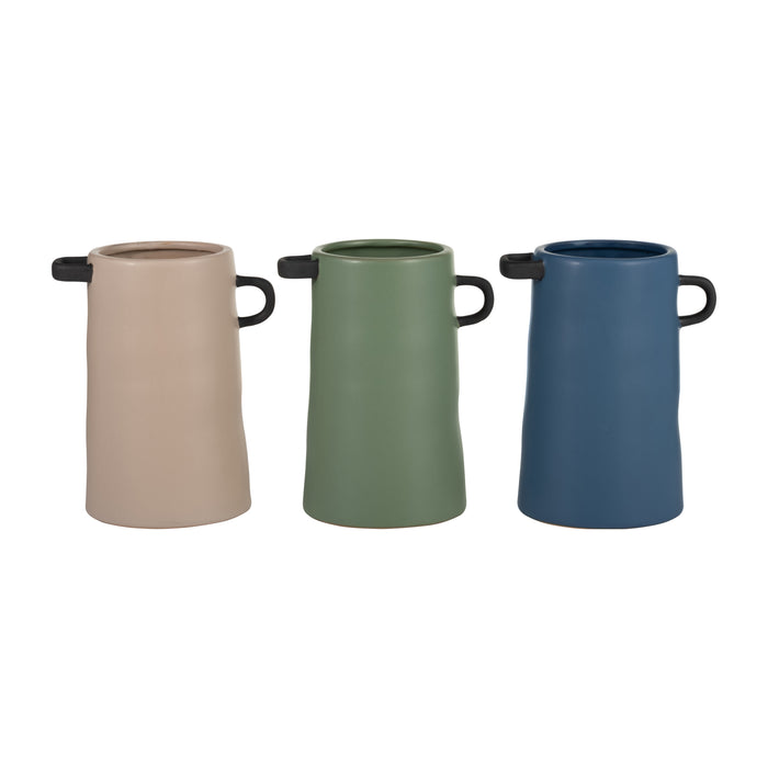 Vase de 9 po en céramique - bleu