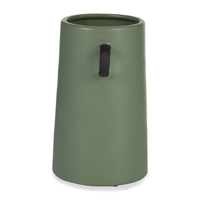 Vase à oreilles de 9 po en céramique - sauge foncé